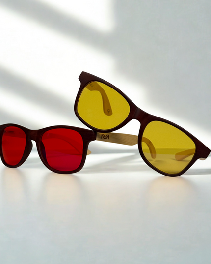 Harvest Wood Red Lens Glasses
