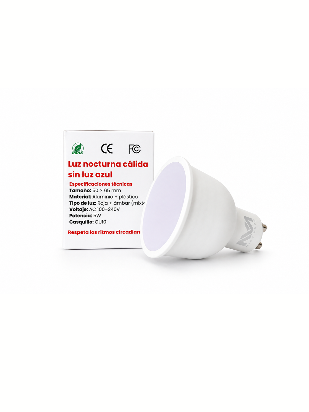 GU10 Dual Spectrum Light — Luz nocturna cálida sin luz azul