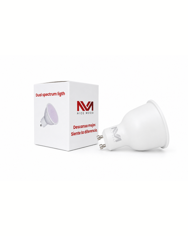 Halógeno GU10 Dual Spectrum Light — Luz nocturna cálida sin luz azul